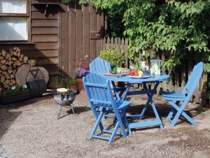 South-facing patio area